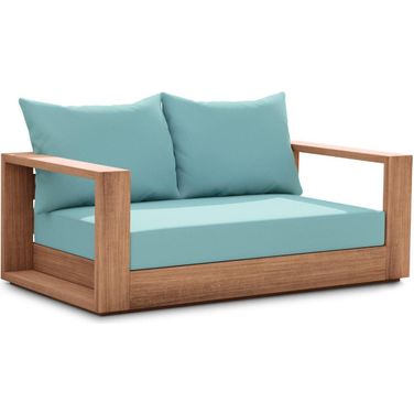 Tulum Water Resistant Fabric Outdoor Loveseat In Blue