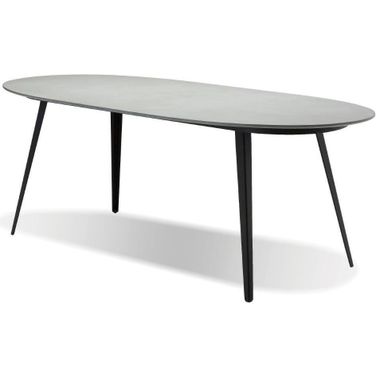 Tulum Matte Grey And Black Galvanized Steel Legs Dining Table