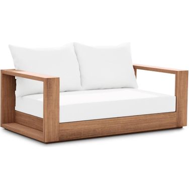Tulum Water Resistant Fabric Outdoor Loveseat In Off White