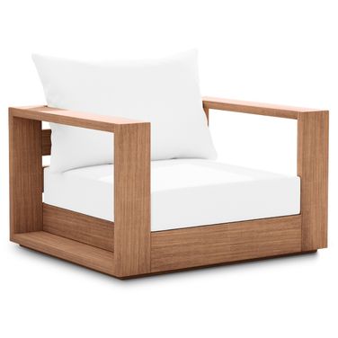 Tulum Water Resistant Fabric Outdoor Chair In Off White