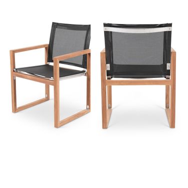 Tulum Water Resistant Fabric Outdoor Patio Dining Arm Chair In Black