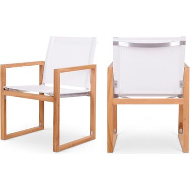 Tulum Water Resistant Fabric Outdoor Patio Dining Arm Chair In Off White