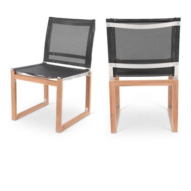 Tulum Water Resistant Fabric Outdoor Patio Dining Side Chair In Black