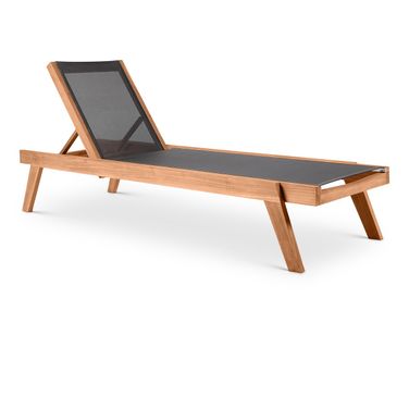 Tulum Water Resistant Fabric Outdoor Patio Lounger In Black