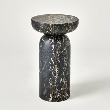 Tumble Golden Portoro Marble Accent Table In Black