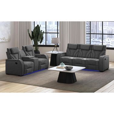 Tundra Motion Living Room Set In Simba Slate and Black Welt