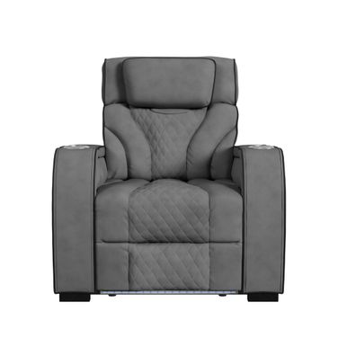 Tundra Motion Recliner with LED In Simba Slate and Black Welt