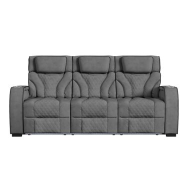 Tundra Motion Sofa with DDT and LED In Simba Slate and Black Welt