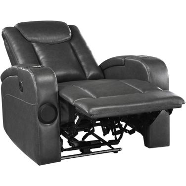 Turbo Power Reclining Chair with Wireless Charger and Cooling Cup-Holder In Gray