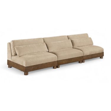 Turin 120 Inch Chenille Fabric Upholstered 3-Piece Modular Sofa In Beige