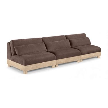 Turin 120 Inch Chenille Fabric Upholstered 3-Piece Modular Sofa In Brown