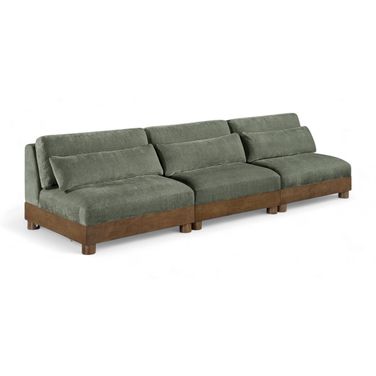 Turin 120 Inch Chenille Fabric Upholstered 3-Piece Modular Sofa In Green