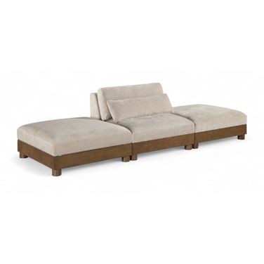 Turin 120 Inch Chenille Fabric Upholstered 3-Piece Modular Sofa In Taupe