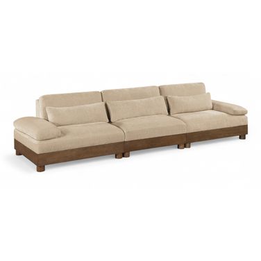 Turin 135.5 Inch Chenille Fabric Upholstered 3-Piece Modular Sofa In Beige