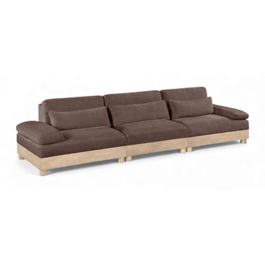 Turin 135.5 Inch Chenille Fabric Upholstered 3-Piece Modular Sofa In Brown