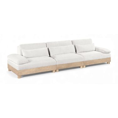 Turin 135.5 Inch Chenille Fabric Upholstered 3-Piece Modular Sofa In Cream