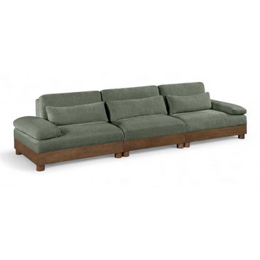 Turin 135.5 Inch Chenille Fabric Upholstered 3-Piece Modular Sofa In Green