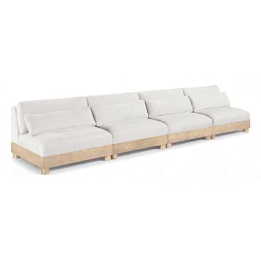 Turin 160 Inch Chenille Fabric Upholstered 4-Piece Modular Sofa In Cream