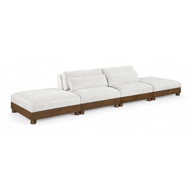 Turin 160 Inch Chenille Fabric Upholstered 4-Piece Modular Sofa In Cream
