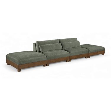 Turin 160 Inch Chenille Fabric Upholstered 4-Piece Modular Sofa In Green