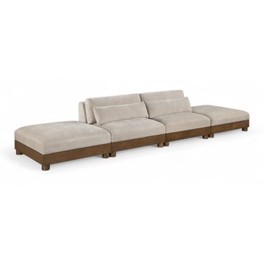 Turin 160 Inch Chenille Fabric Upholstered 4-Piece Modular Sofa In Taupe