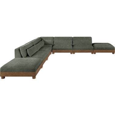 Turin 160 Inch Chenille Fabric Upholstered 7-Piece Modular Sectional In Green
