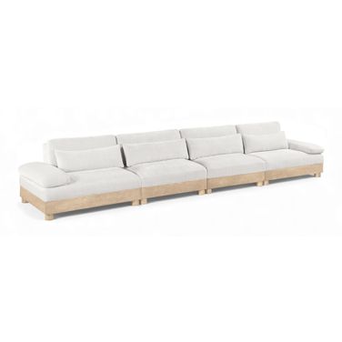 Turin 175.5 Inch Chenille Fabric Upholstered 4-Piece Modular Sofa In Cream
