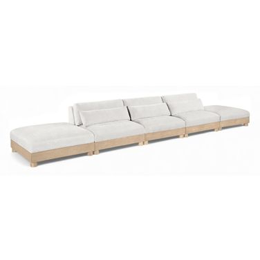 Turin 200 Inch Chenille Fabric Upholstered 5-Piece Modular Sofa In Cream