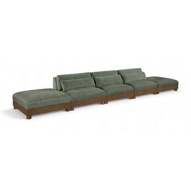 Turin 200 Inch Chenille Fabric Upholstered 5-Piece Modular Sofa In Green