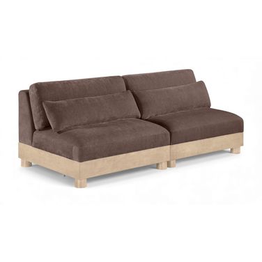 Turin 80 Inch Chenille Fabric Upholstered 2-Piece Modular Sofa In Brown