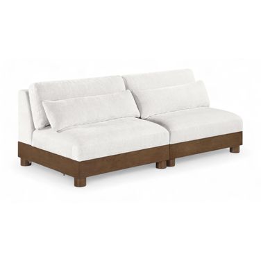 Turin 80 Inch Chenille Fabric Upholstered 2-Piece Modular Sofa In Cream