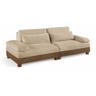 Turin 95.5 Inch Chenille Fabric Upholstered 2-Piece Modular Sofa In Beige