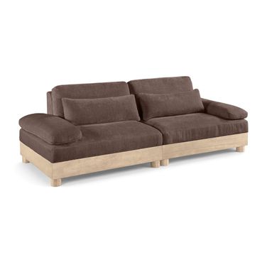 Turin 95.5 Inch Chenille Fabric Upholstered 2-Piece Modular Sofa In Brown