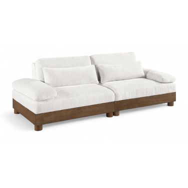 Turin 95.5 Inch Chenille Fabric Upholstered 2-Piece Modular Sofa In Cream