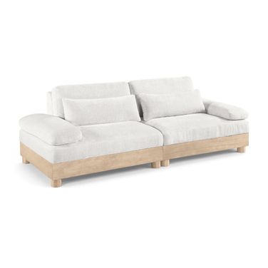 Turin 95.5 Inch Chenille Fabric Upholstered 2-Piece Modular Sofa In Cream