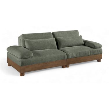 Turin 95.5 Inch Chenille Fabric Upholstered 2-Piece Modular Sofa In Green