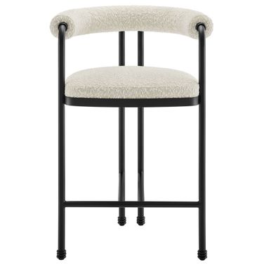 Turin Curved Back Boucle and Metal Counter Stool In Black Pearl