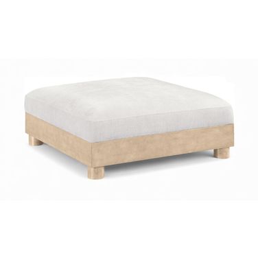 Turin Chenille Fabric Upholstered Modular Ottoman In Cream