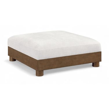 Turin Chenille Fabric Upholstered Modular Ottoman In Cream