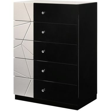 Turin Light Grey and Black Lacquer Chest
