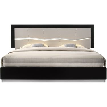 Turin Light Grey and Black Lacquer King Platform Bed