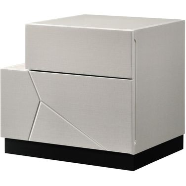 Turin Light Grey and Black Lacquer LAF Nightstand