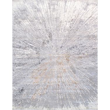 Turkish Starburst Design Area Rug- 9' 6" x 13' 6" In White and Grey