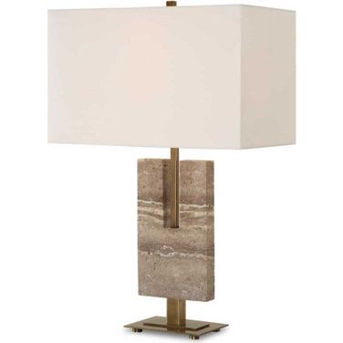 Turning Point Travertine Table Lamp In Brown and Gold