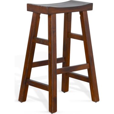 Tuscany Saddle Seat Barstool with Wood Seat Set of 2 In Vintage Mocha