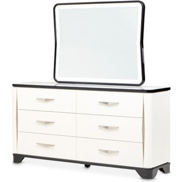 Tuxedo Dresser and Mirror In Piano Keyboard