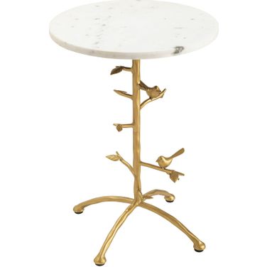 Tweety Bird Round Accent/End Table In White and Gold