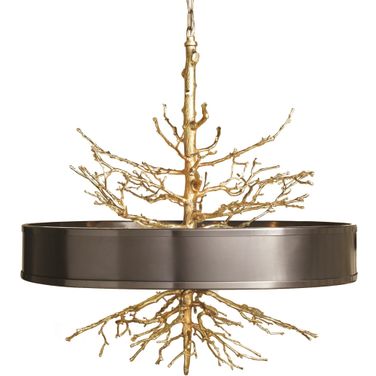 Twig Pendant In Brass With Bronze Shade