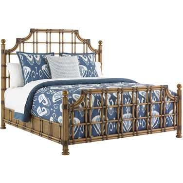 Twin Palms St. Kitts Rattan King Bed In Sand