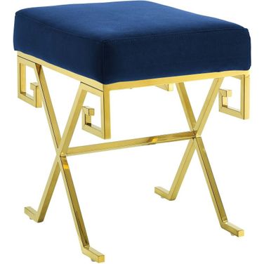 Twist Performance Velvet Bench In Gold Navy